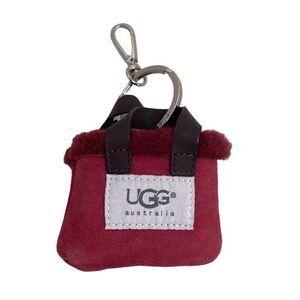 UGG Australia Red Charm Keychain Mini Micro Bag Clip Vintage Y2K Shearling Suede